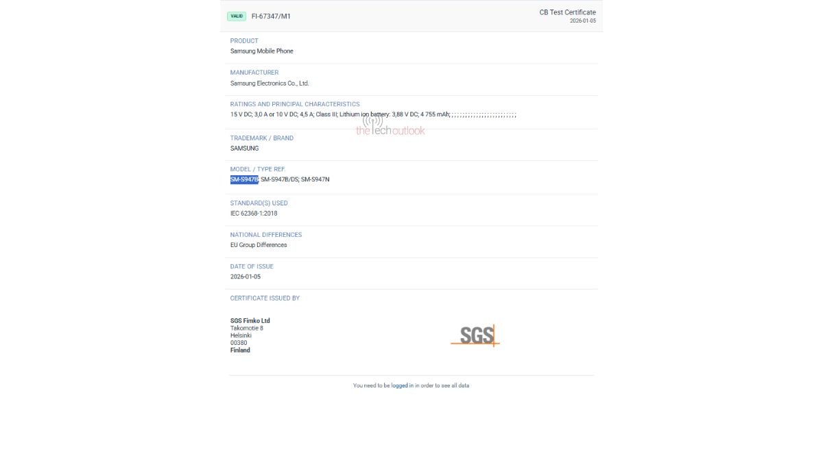 Samsung Galaxy S26 spotted on TUV The TUV certification entry for the Samsung Galaxy S26 Plus.