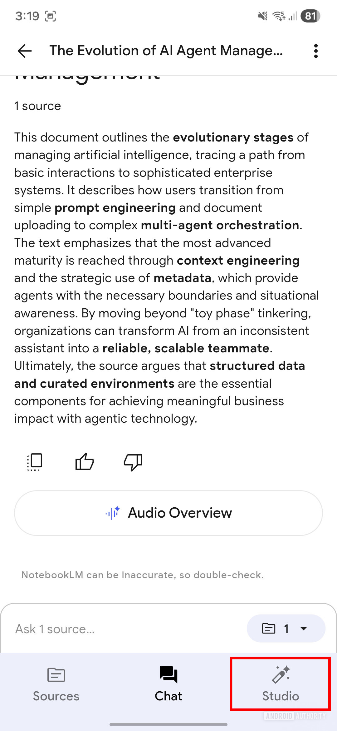 NotebookLM Android summary