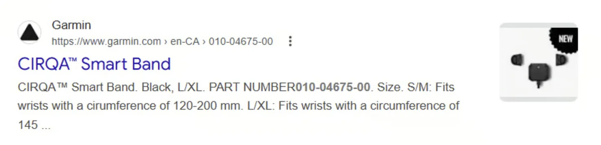 Garmin Cirqa Smart Band details