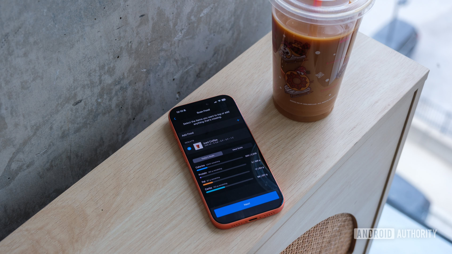 garmin nutrition tracking with iced coffee