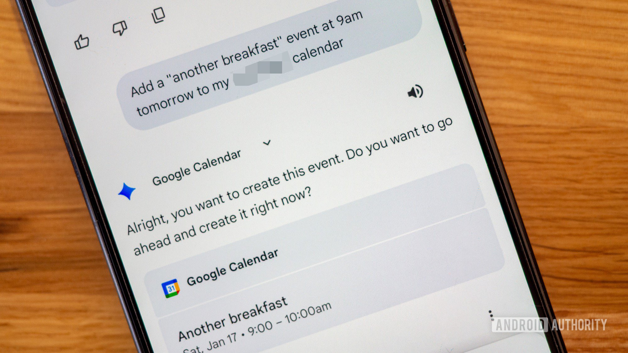 gemini app on phone adding event to a specific calendar