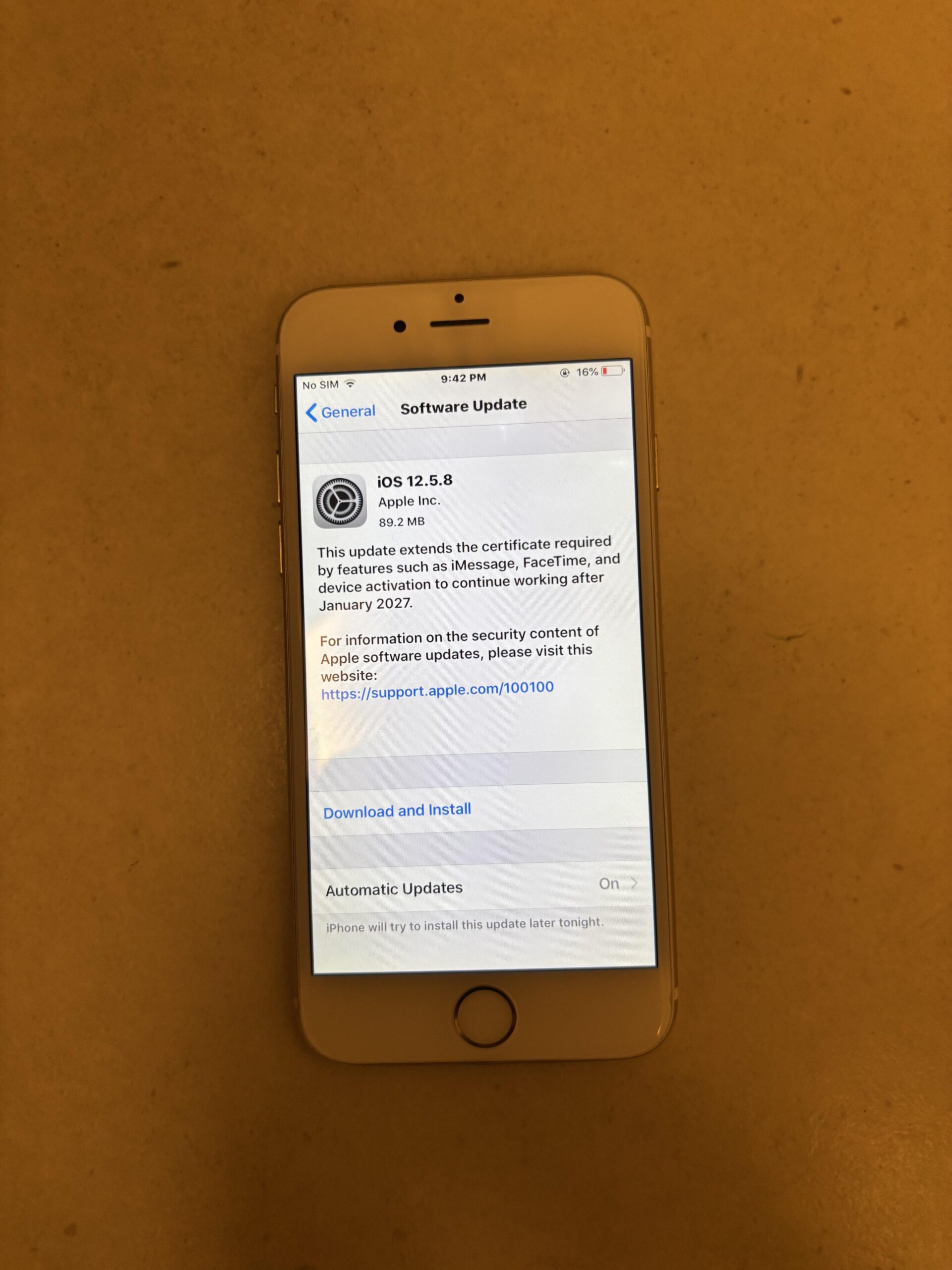 iOS 12.5.8 update for old iPhones