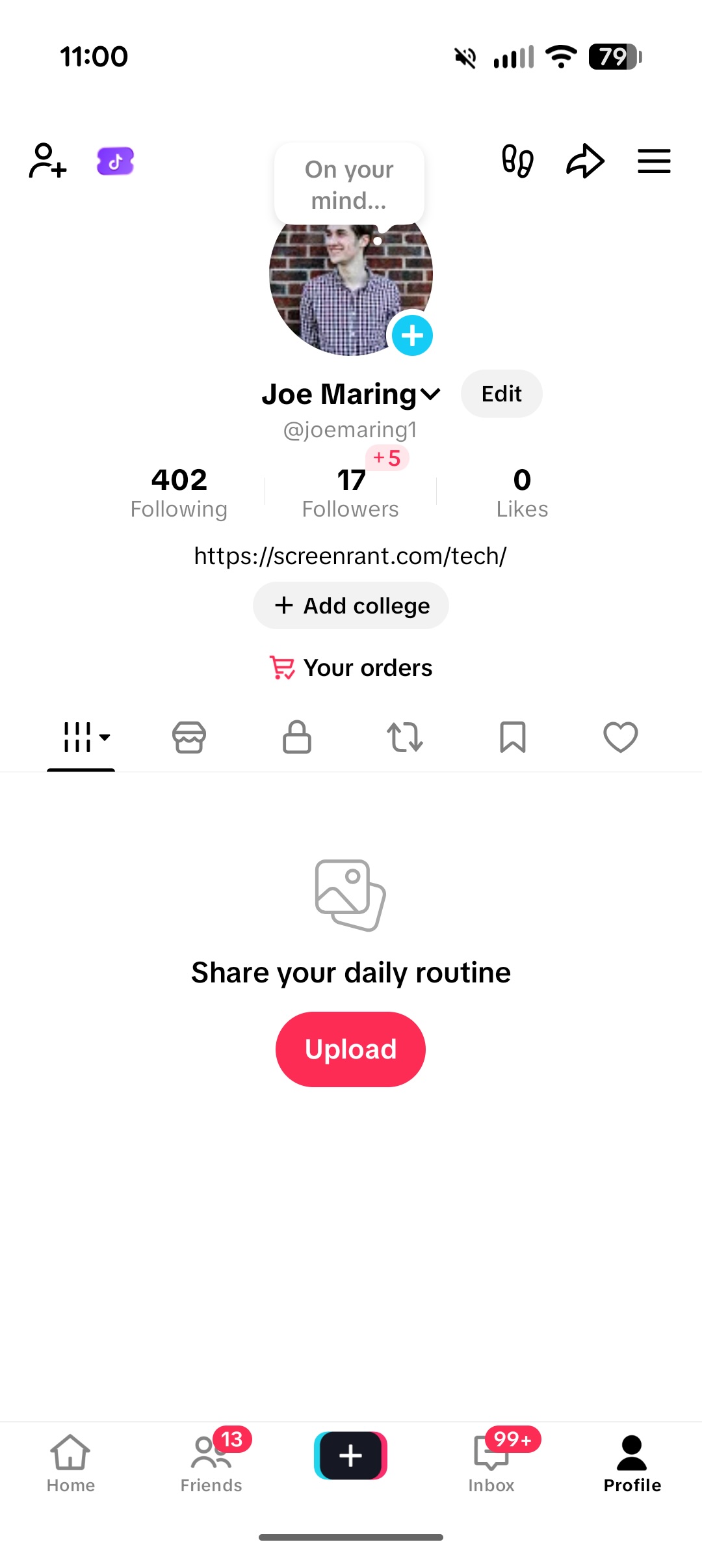 Screenshot of the TikTok app, showing how to delete your account.