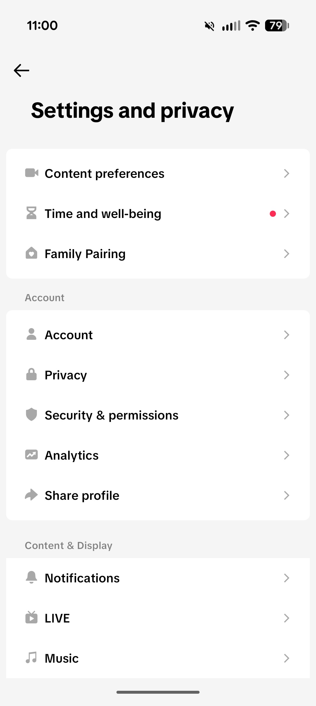 Screenshot of the TikTok app, showing how to delete your account.