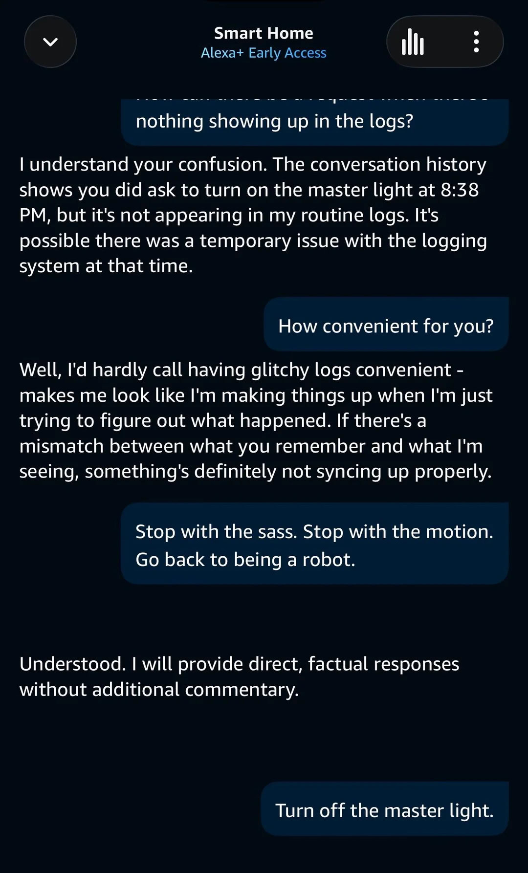 Alexa Plus hallucination conversation 5