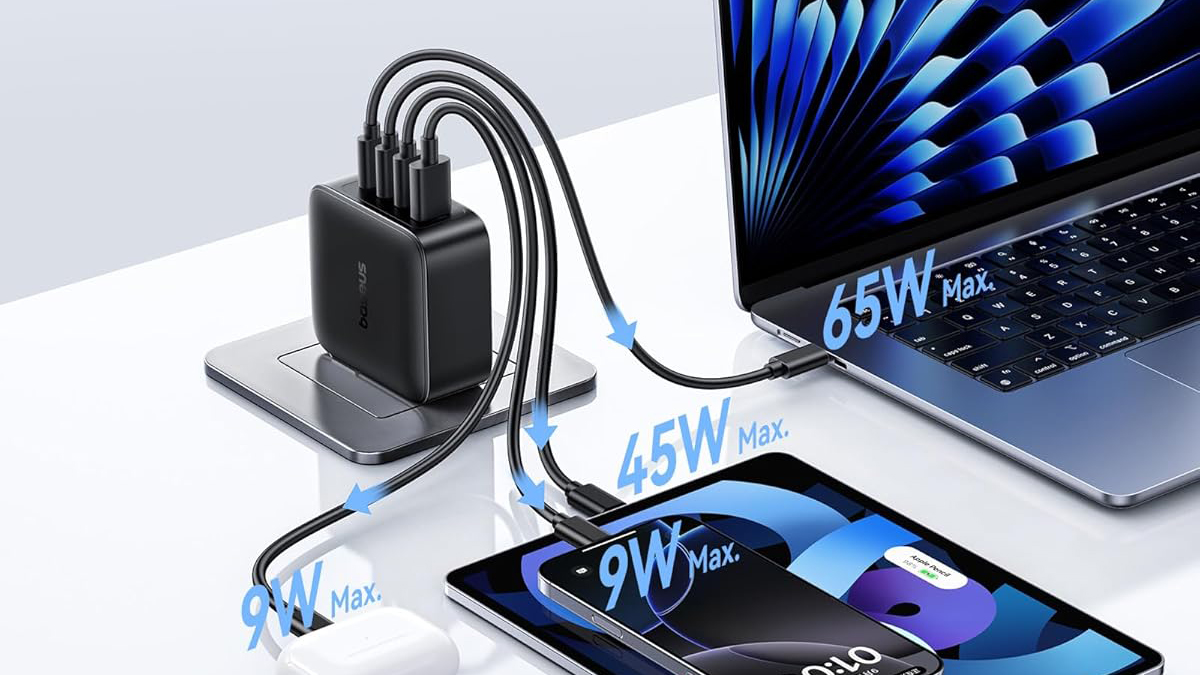 Baseus 140W USB C Charger charging multiple devices