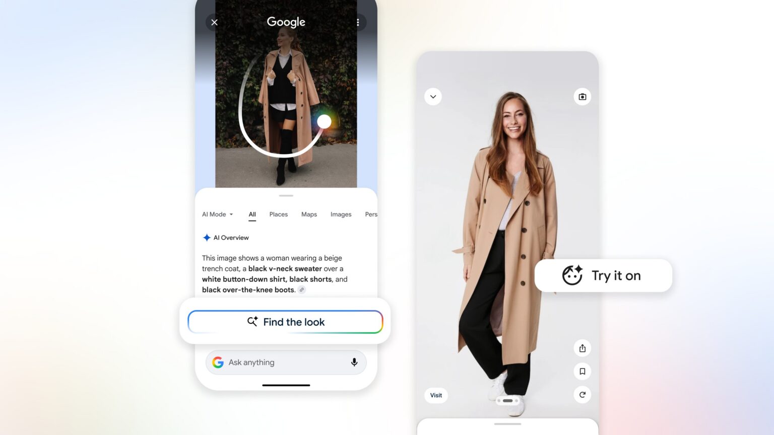 Circle to search's new find the look and virtual try-on features