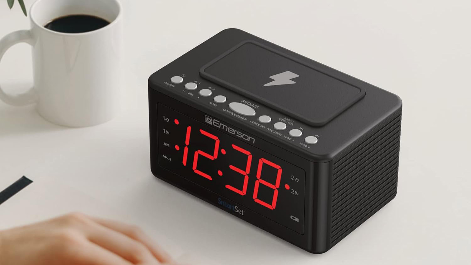This alarm clock has a wireless charger and is only $11.99 right now!