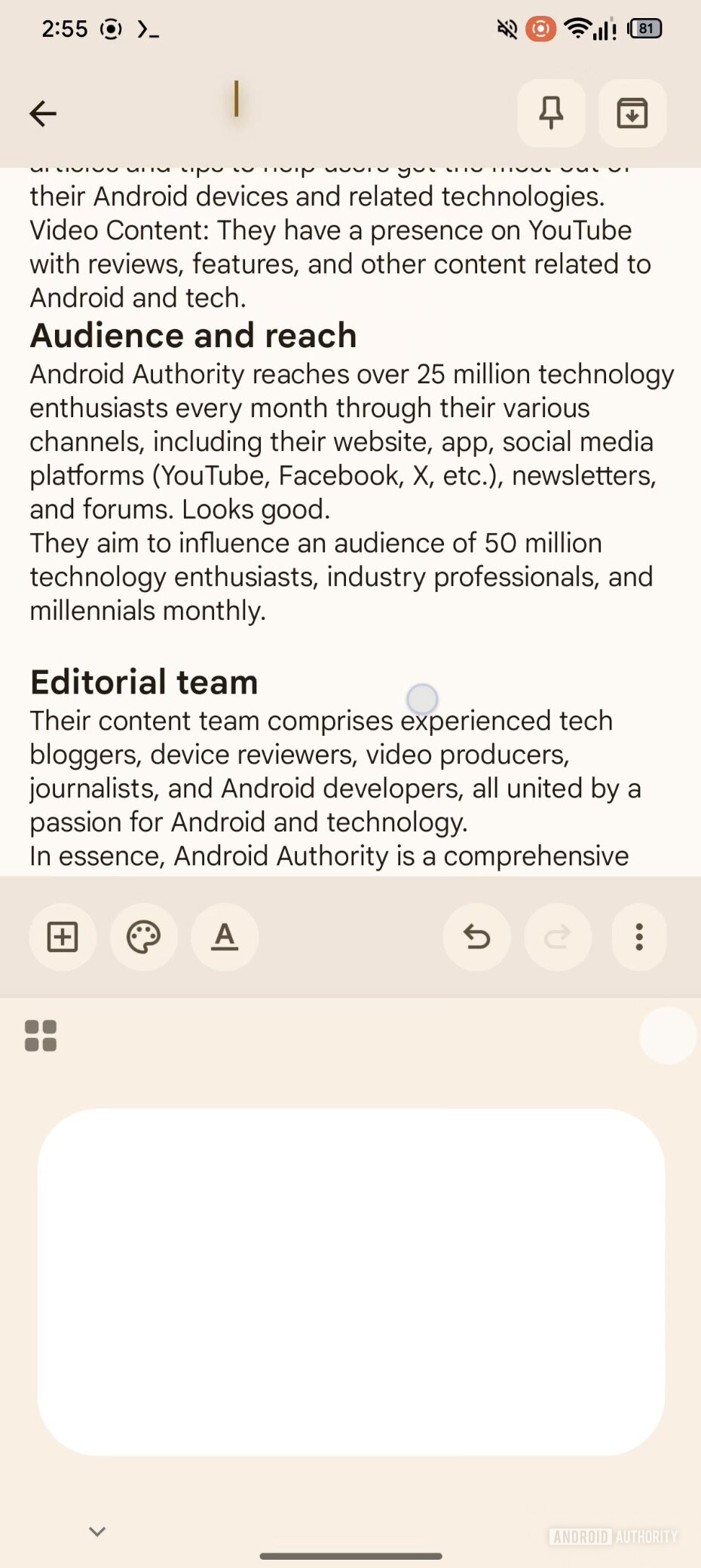 Moving the cursor beyond the keyboard area in Gboard's cursor mode.