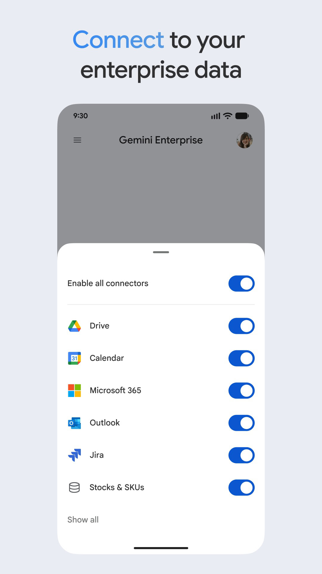 Extensions in the Gemini Enterprise app.