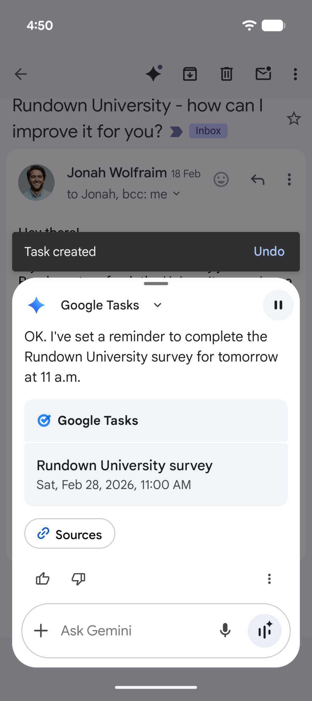 Gemini Google Tasks