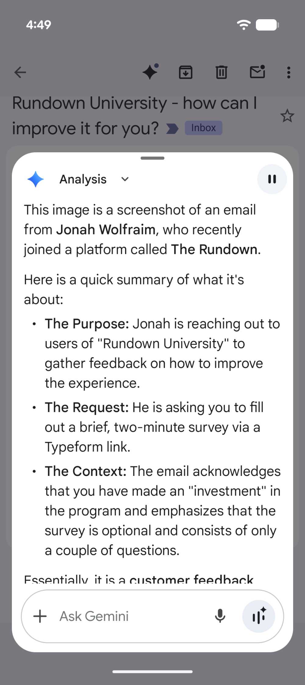Gemini email parsing
