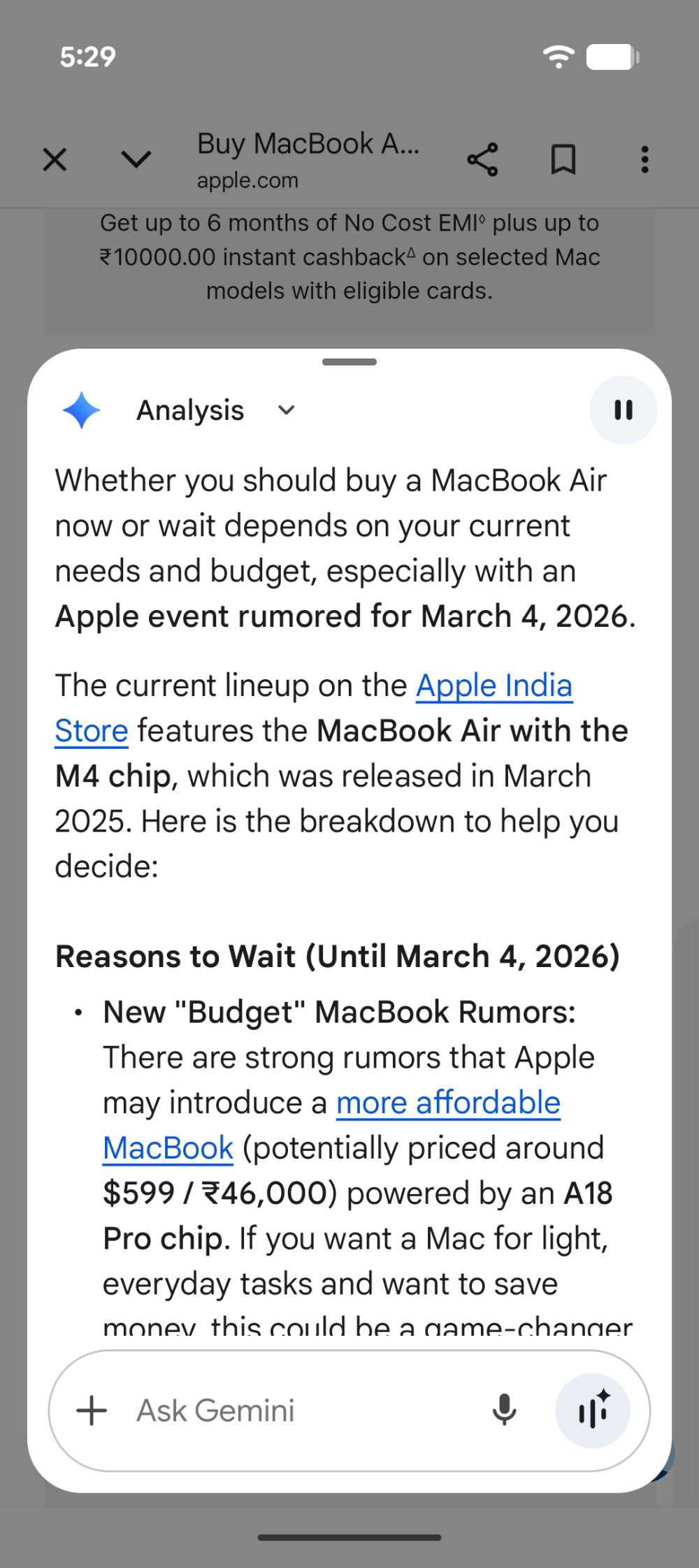 Gemini shopping comparison 3