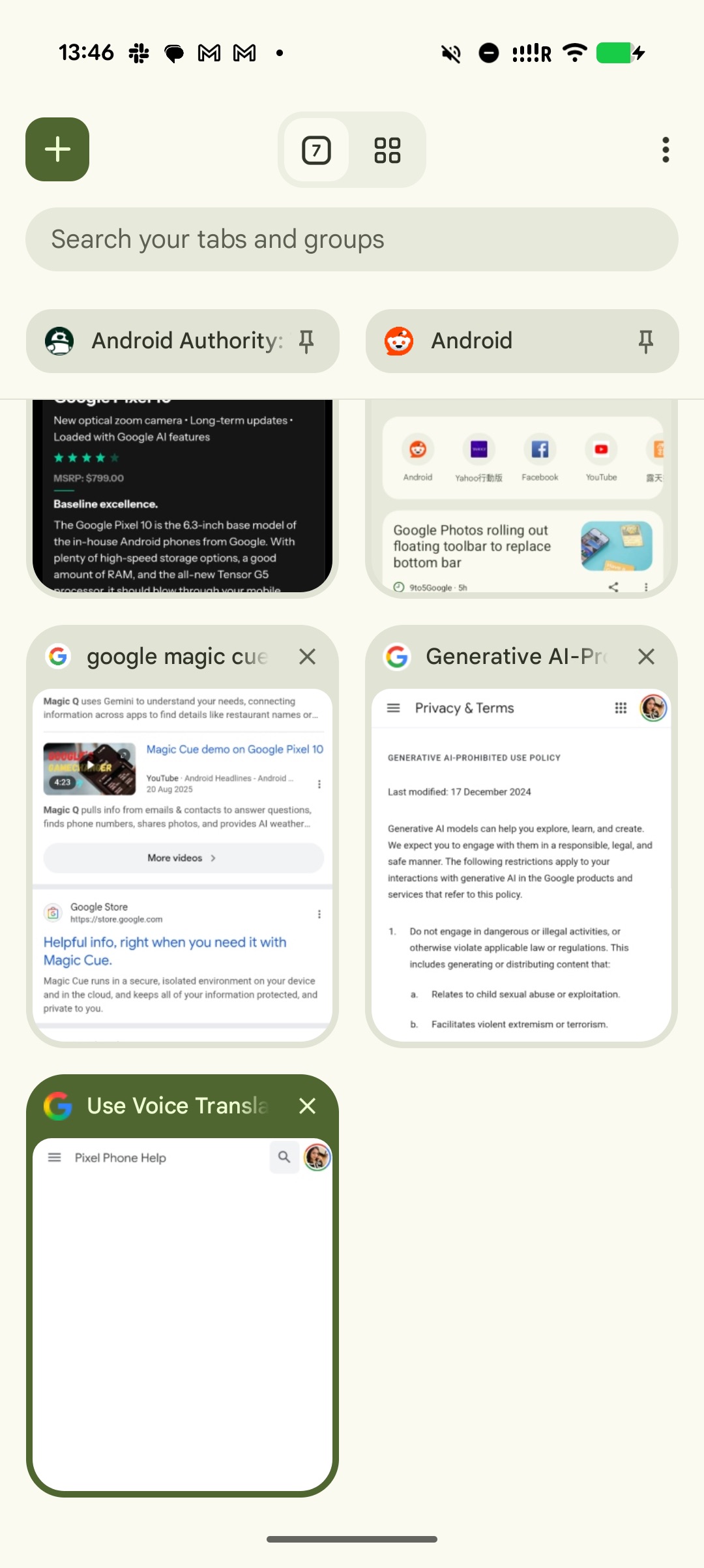 Google Chrome Pinned Tab Carousel