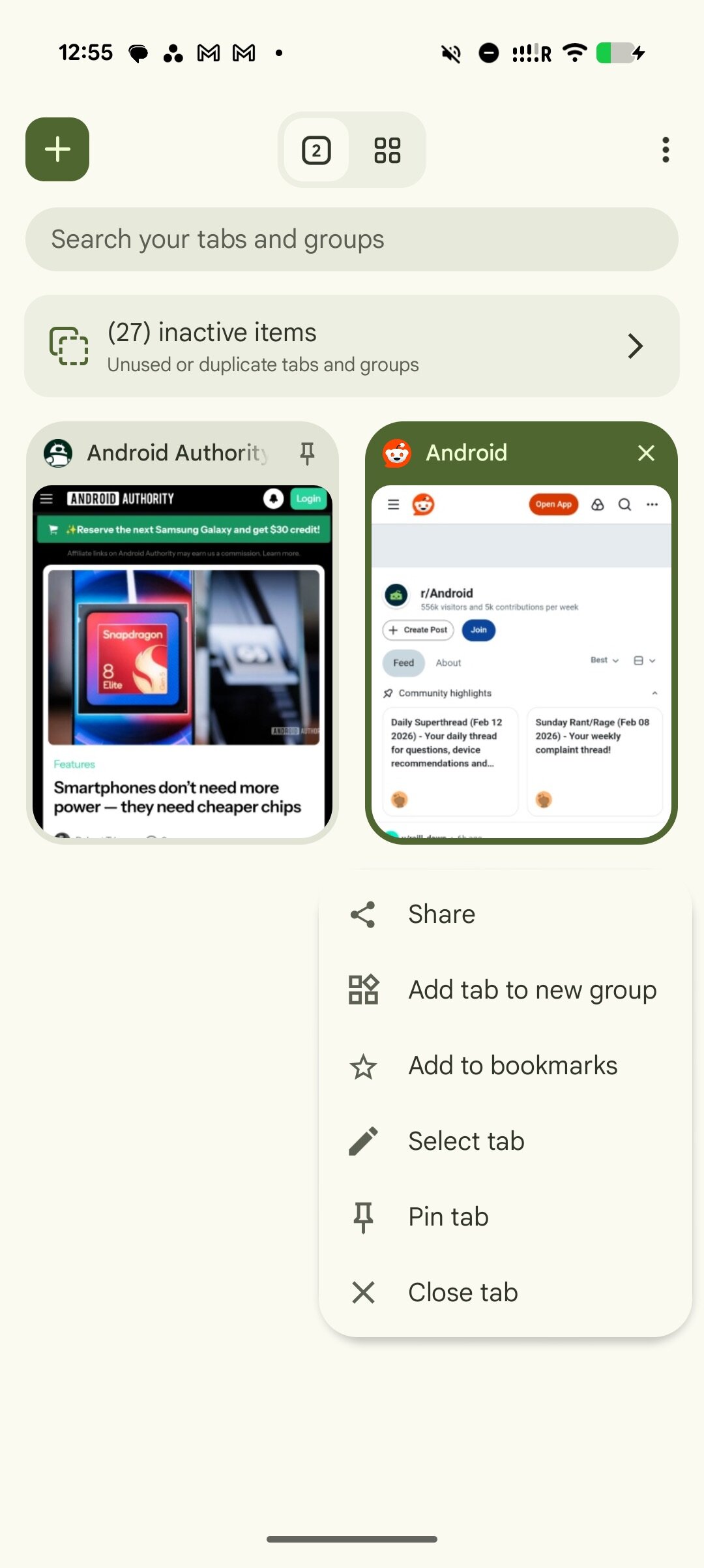Google Chrome Pinned Tab option on Android