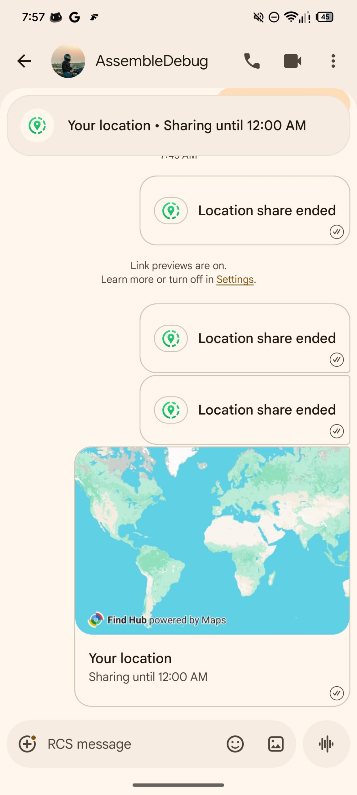 Google Messages Location sharing 2