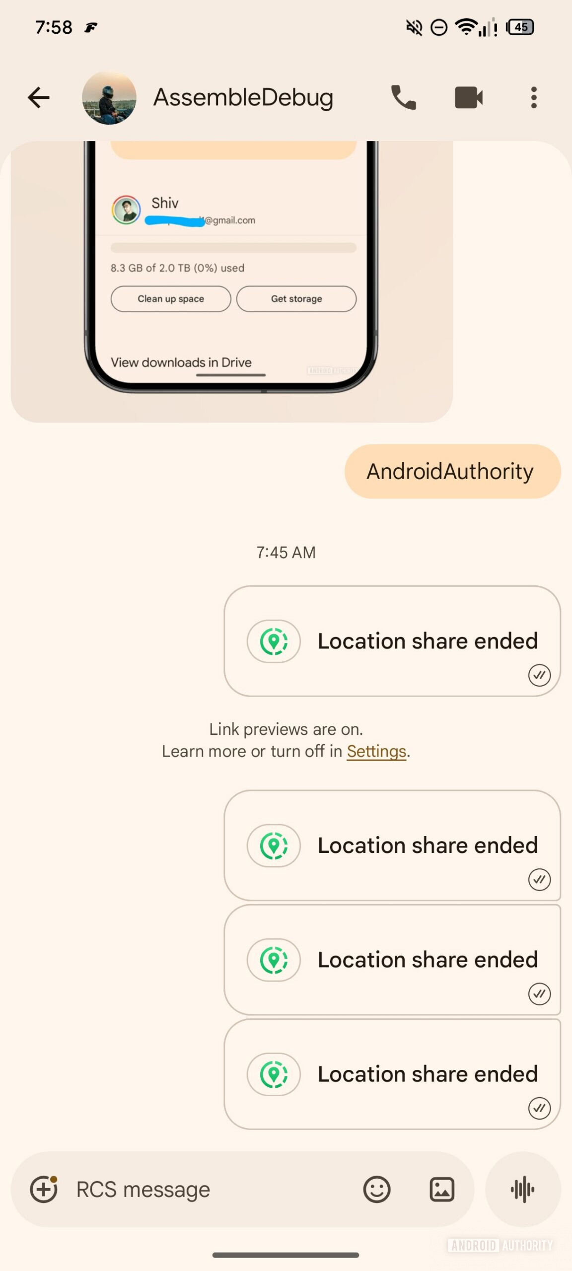 Google Messages Location sharing 4