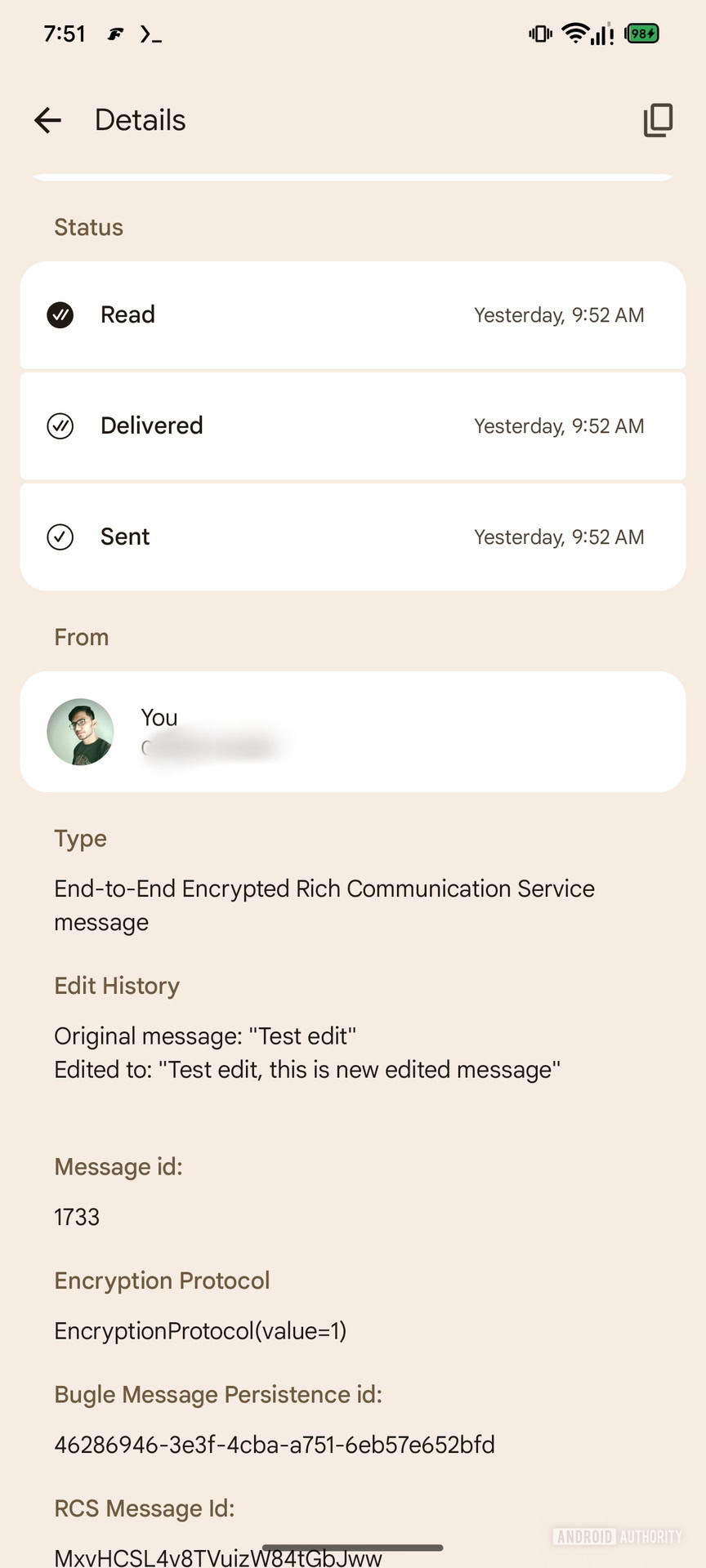 Google Messages See edit history