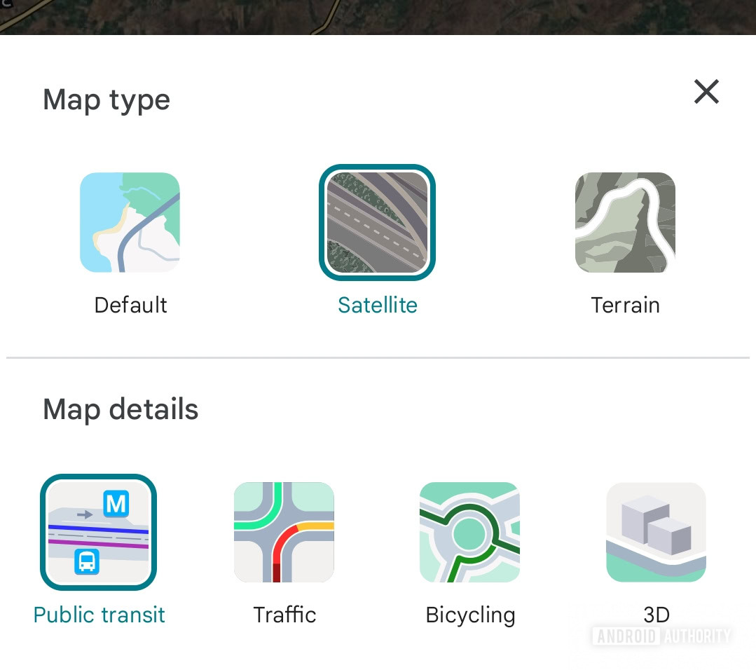 Google Mpas Current UI with sharp corners