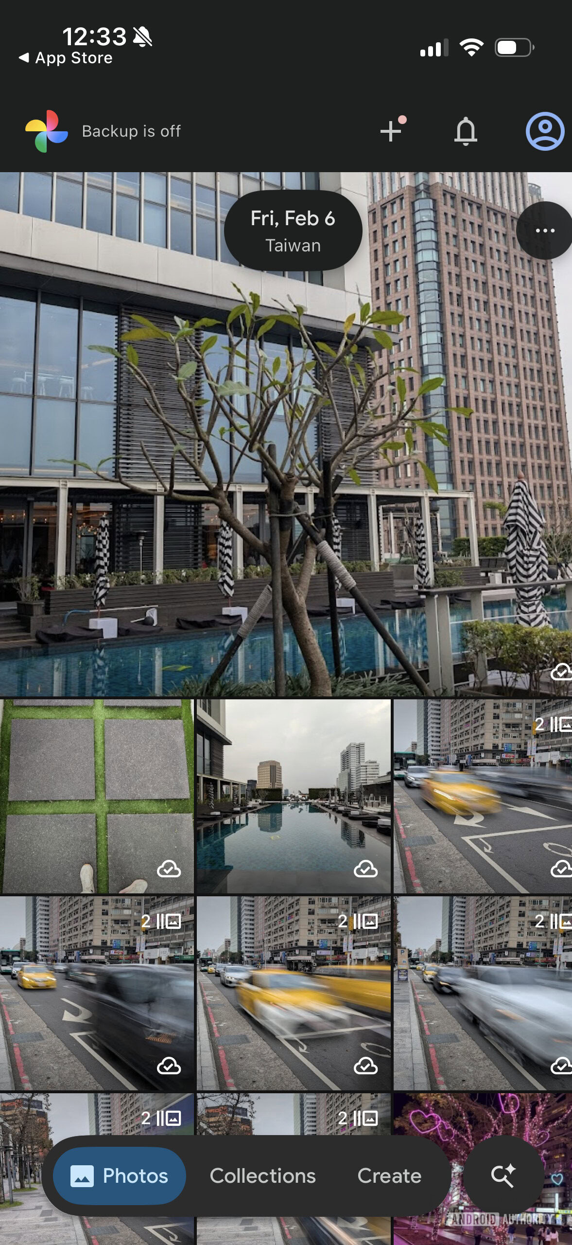 Google Photos floating toolbar