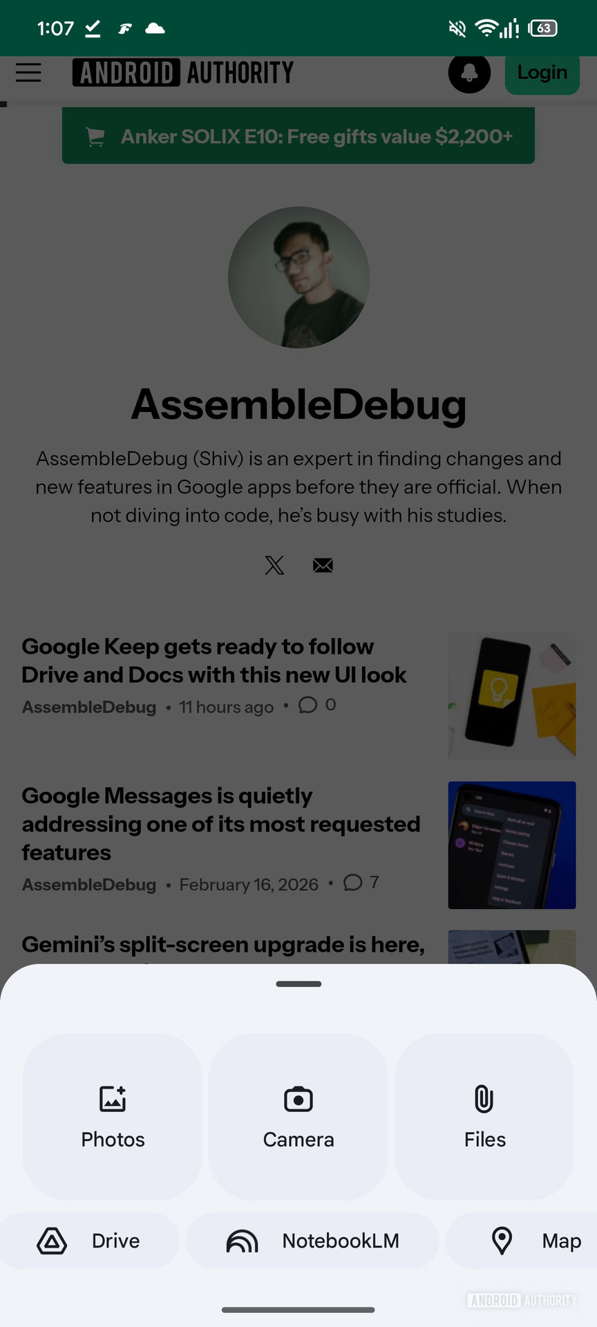 Google app Gemini overlay attachment sheet Upcoming UI