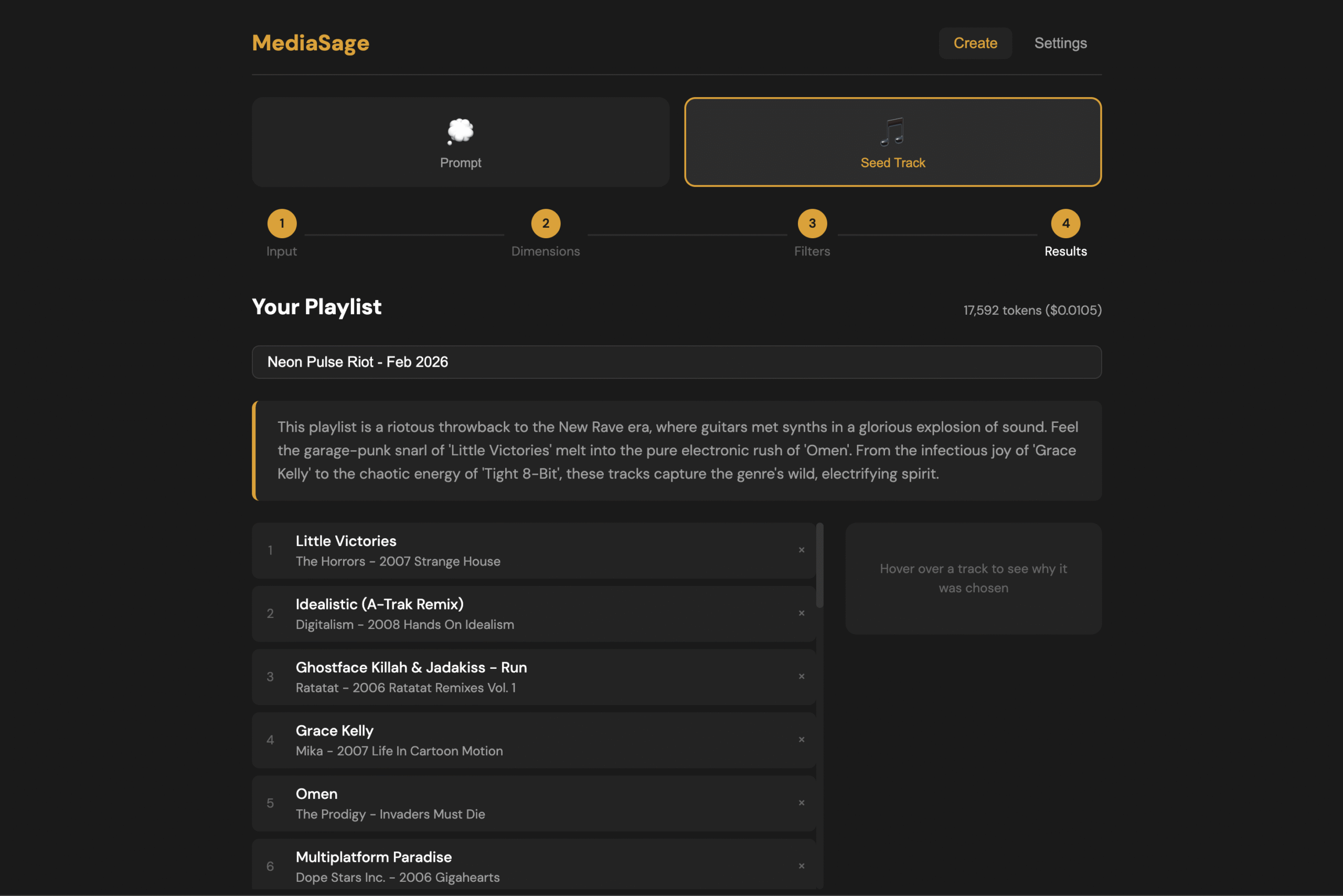 MediaSage seed track