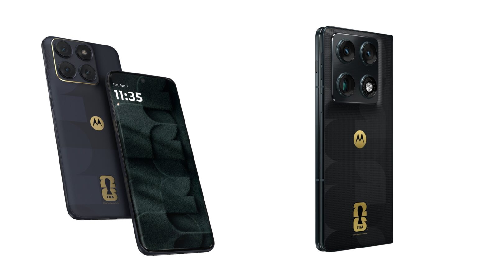 Motorola Edge 70 Fusion and Razr Fold FIFA Edition Motorola Edge 70 Fusion and Razr Fold FIFA Edition side by side