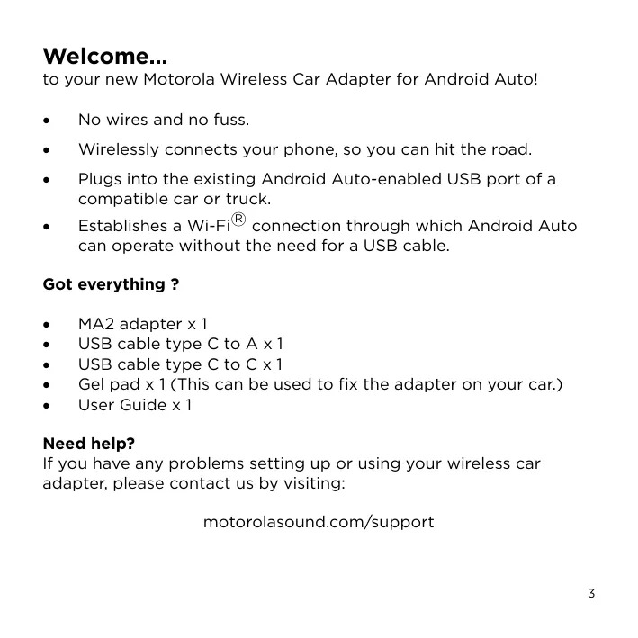 Motorola MA2 Android Auto dongle manual FCCIDLookup