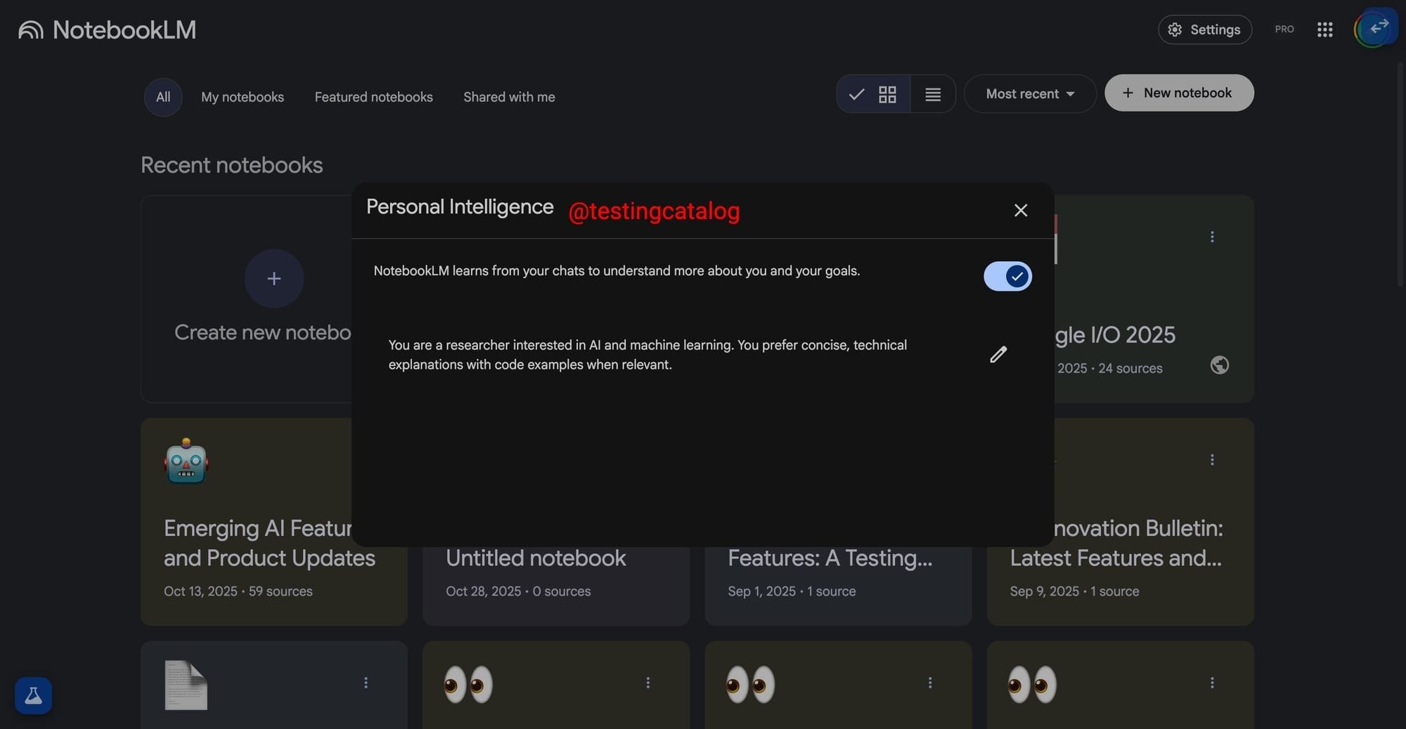 NotebookLM Personal Intelligence
