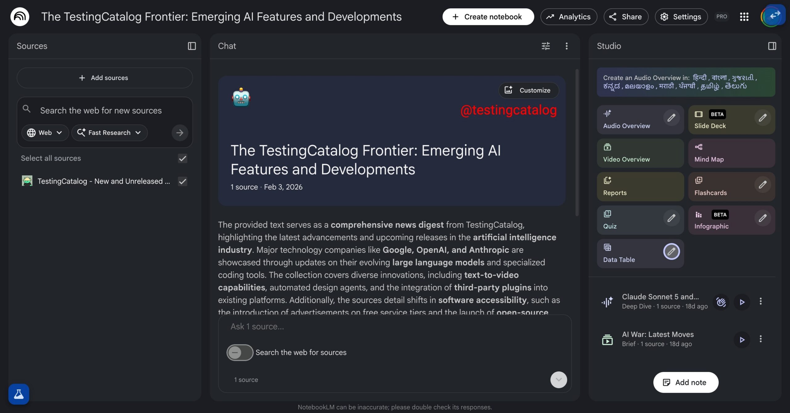 NotebookLM banner with a new customization button