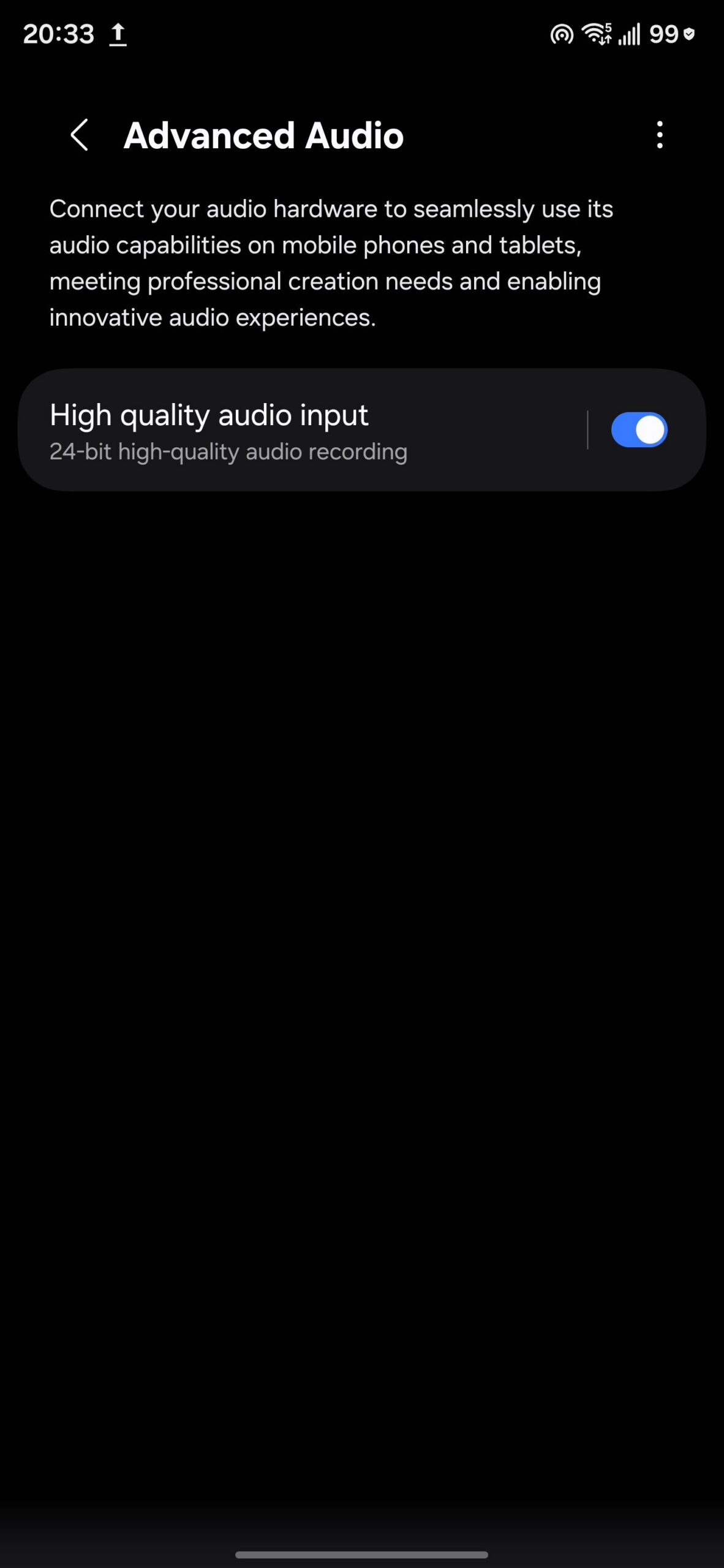 One UI 8.5 high quality sound input toggle