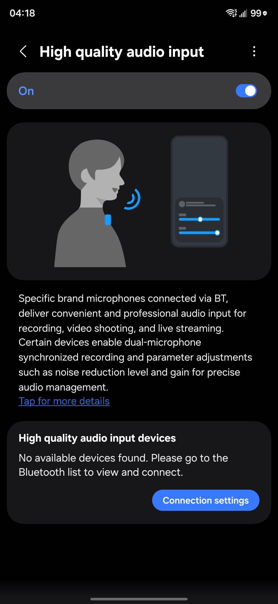 One UI 8.5 high quality sound input