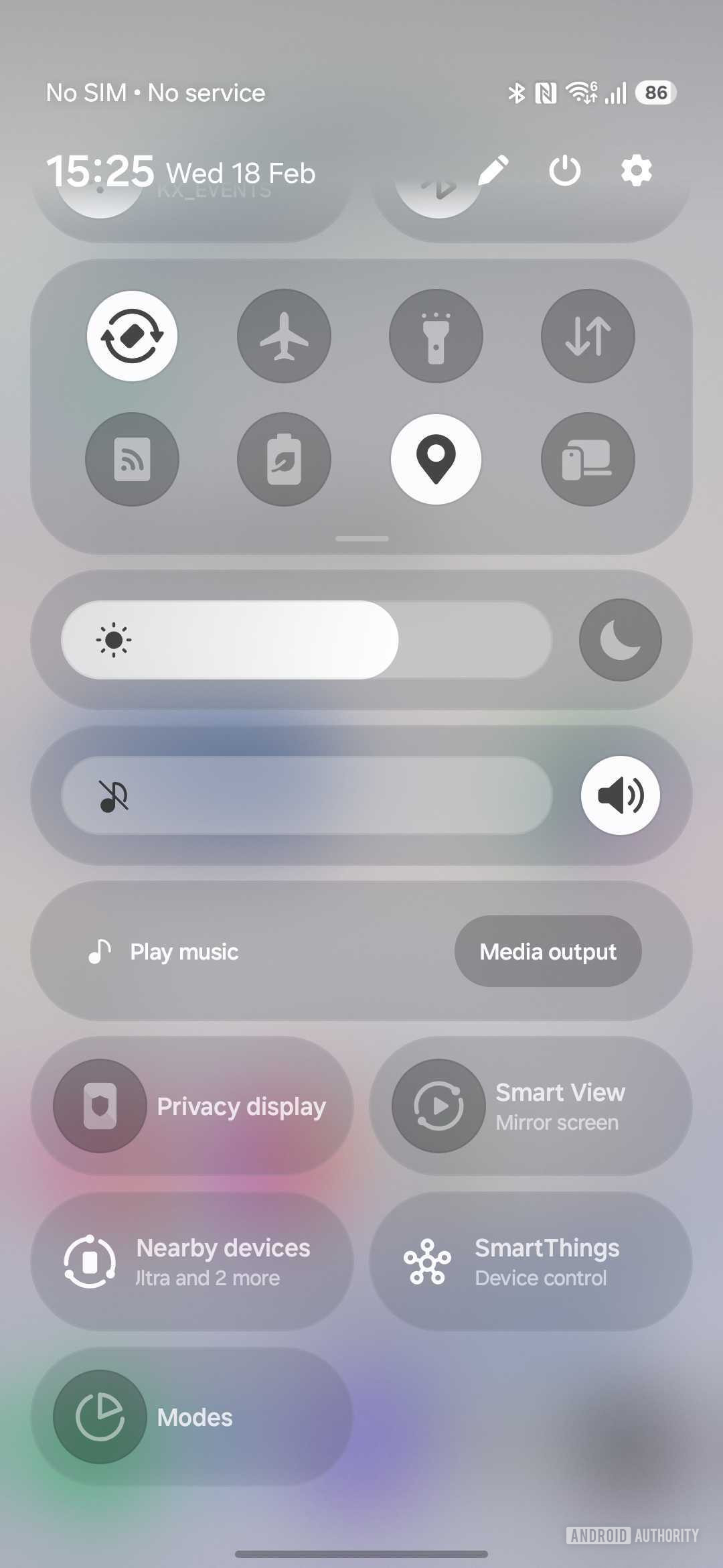 Privacy display in quick settings