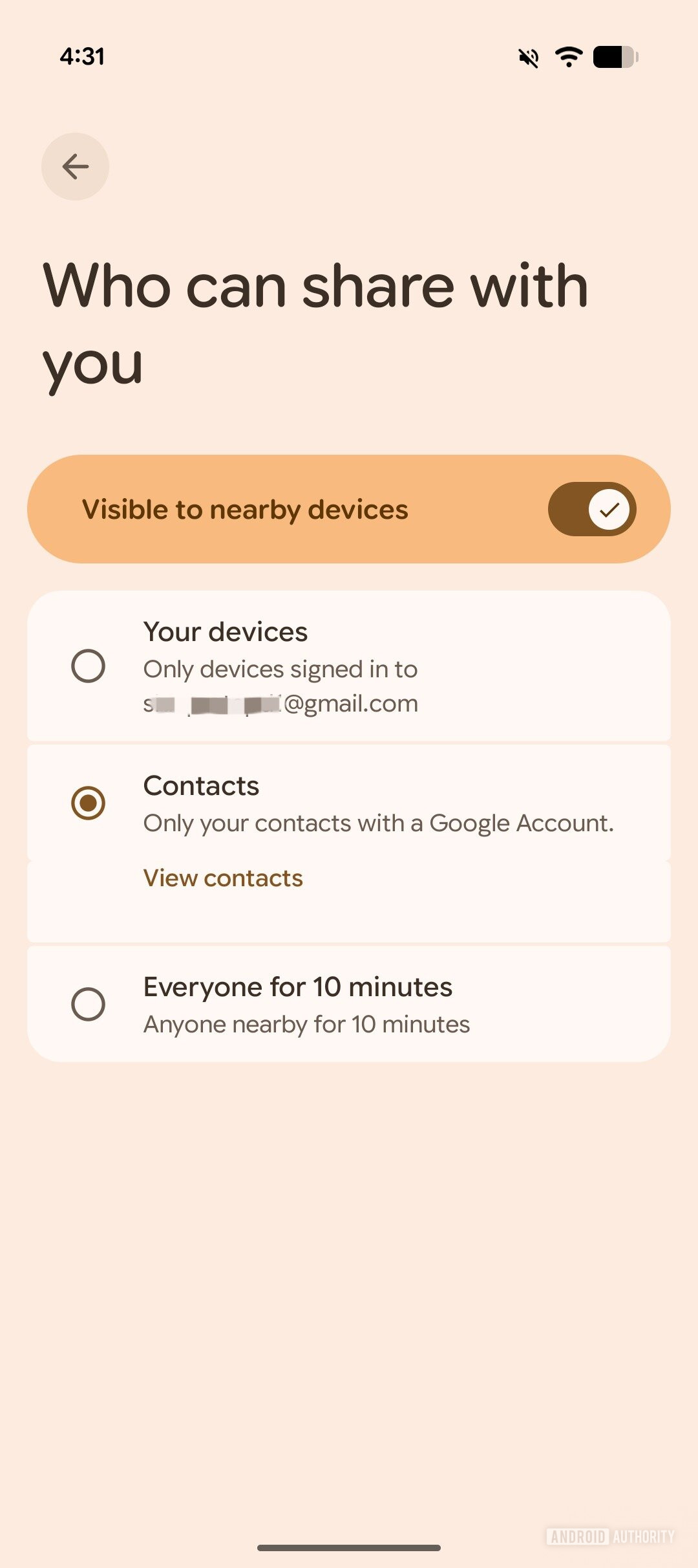 Quick Share Who can send new