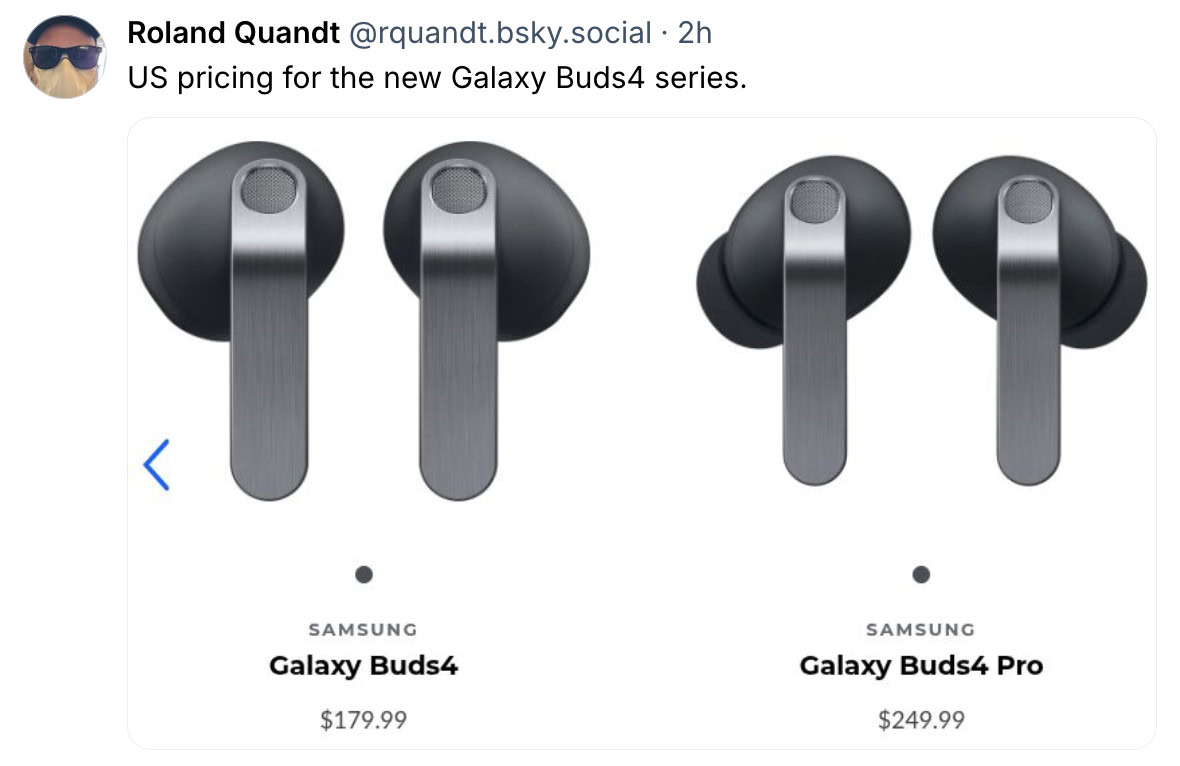 Galaxy Buds 4 price leak Galaxy Buds 4 price leak