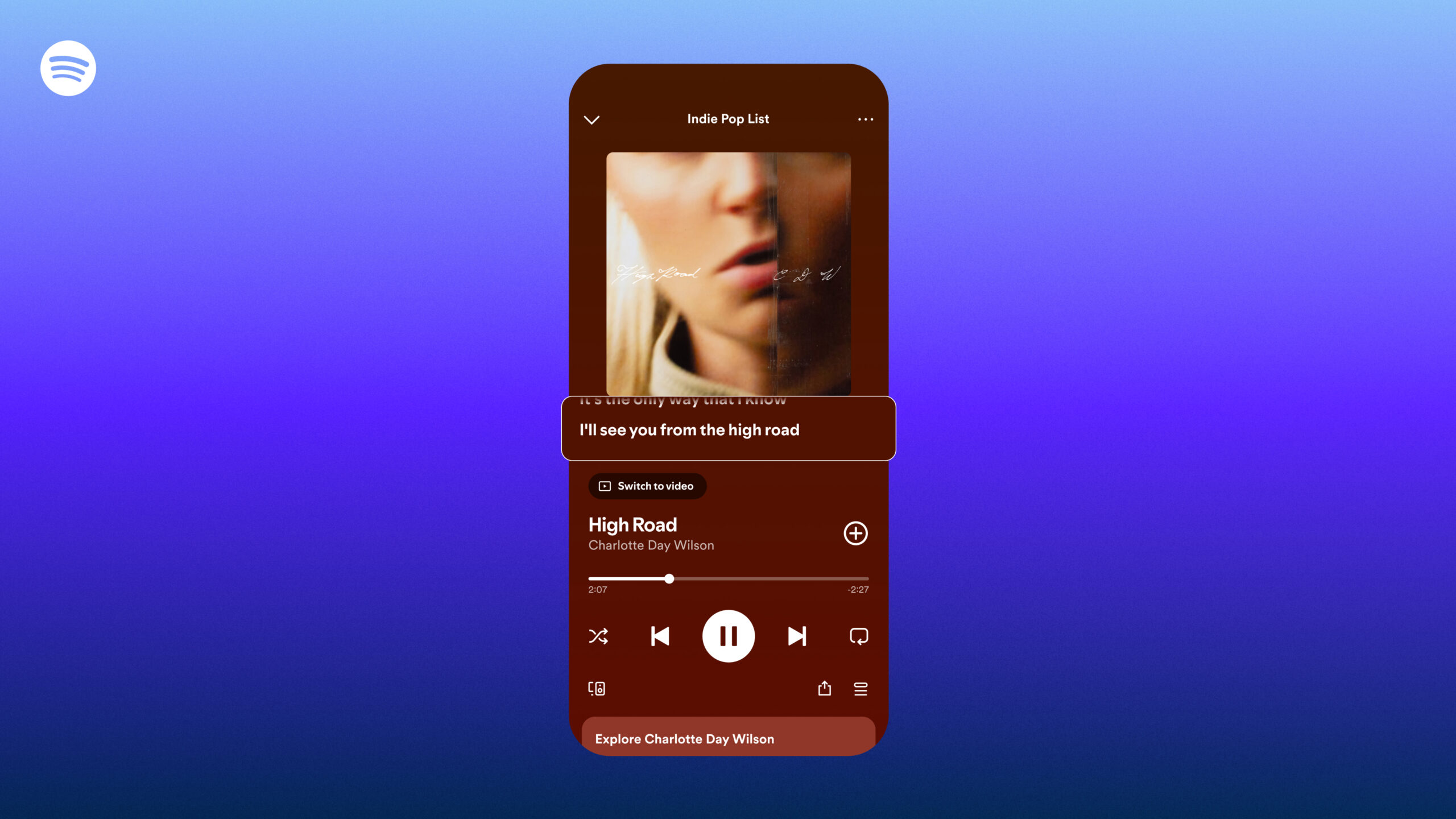 Spotify Lyric Previews Now Playing Screen Press Image