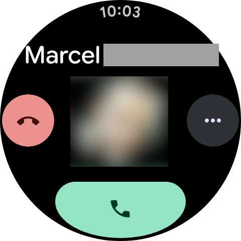Wear OS Standard calling screen via Phone by Google app Wear OS Standard calling screen via Phone by Google app