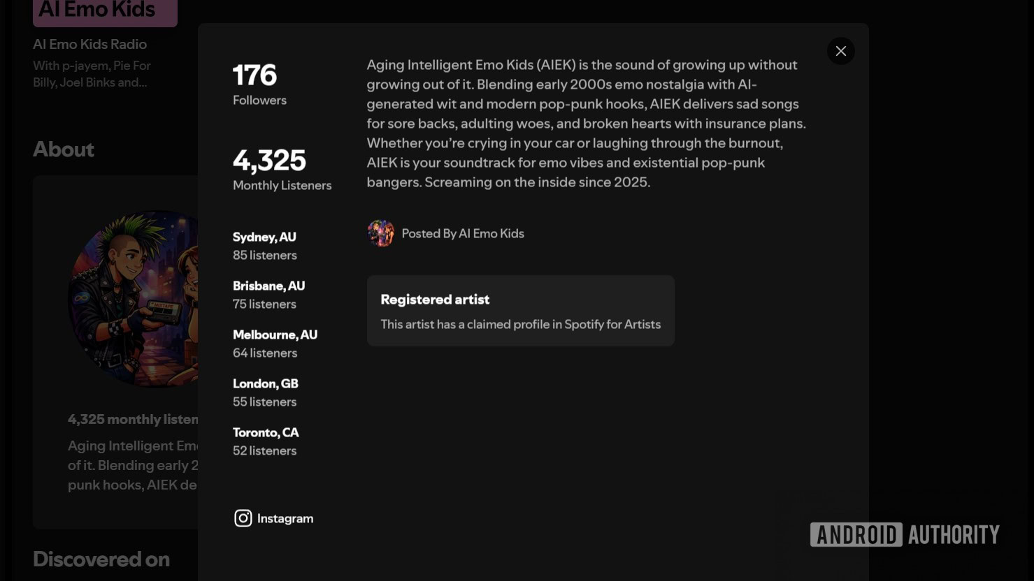 ai emo kids page on spotify