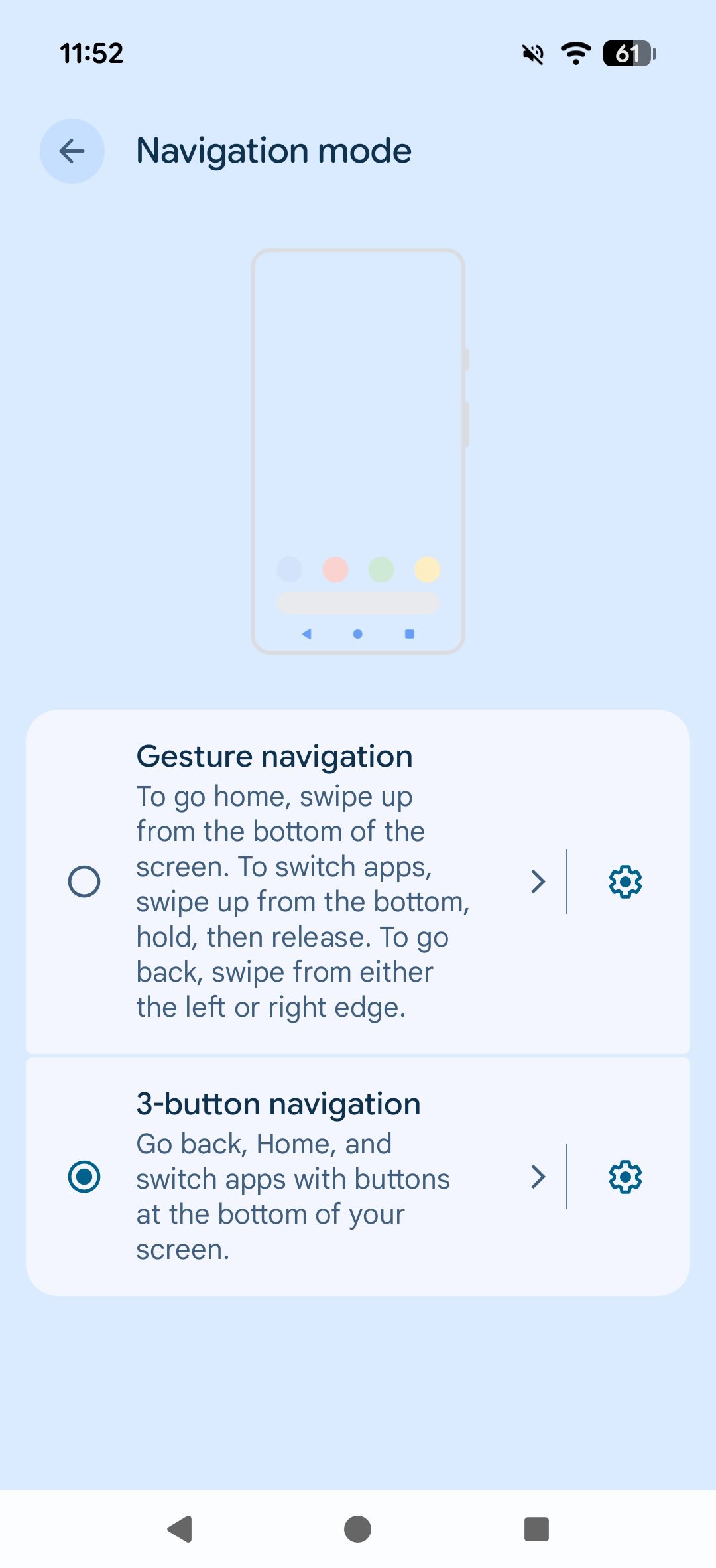 System navigation settings in Android 16 QPR3.