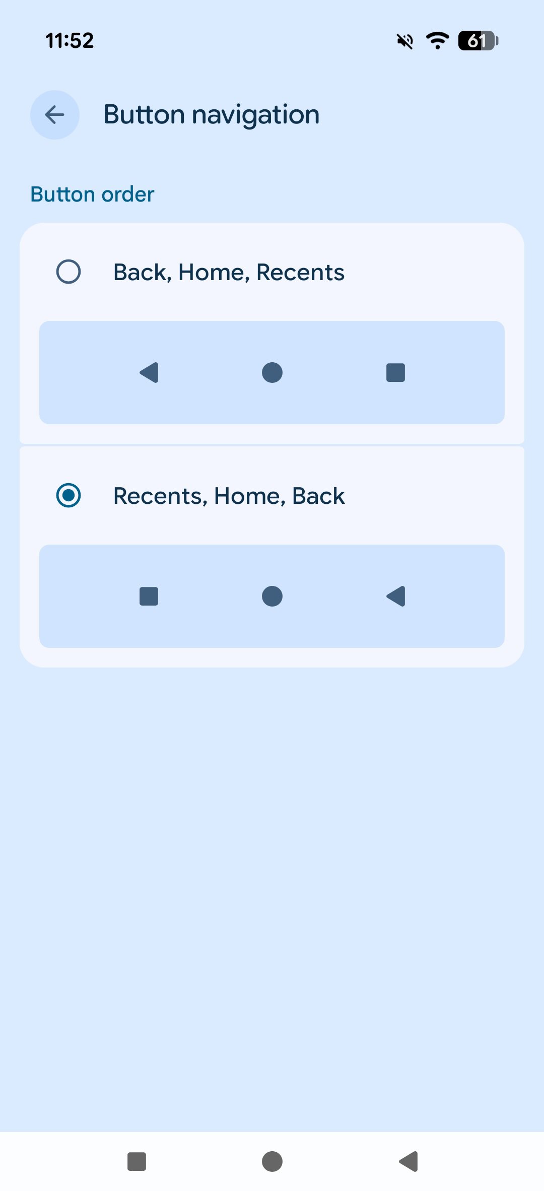 System navigation settings in Android 16 QPR3.