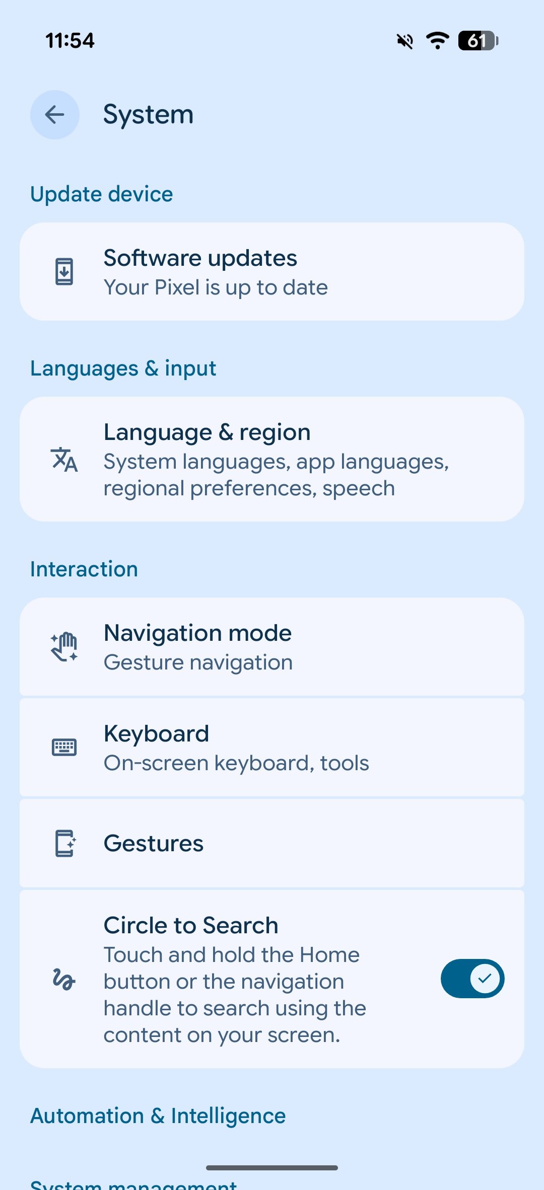System Settings page in Android 16 QPR3.