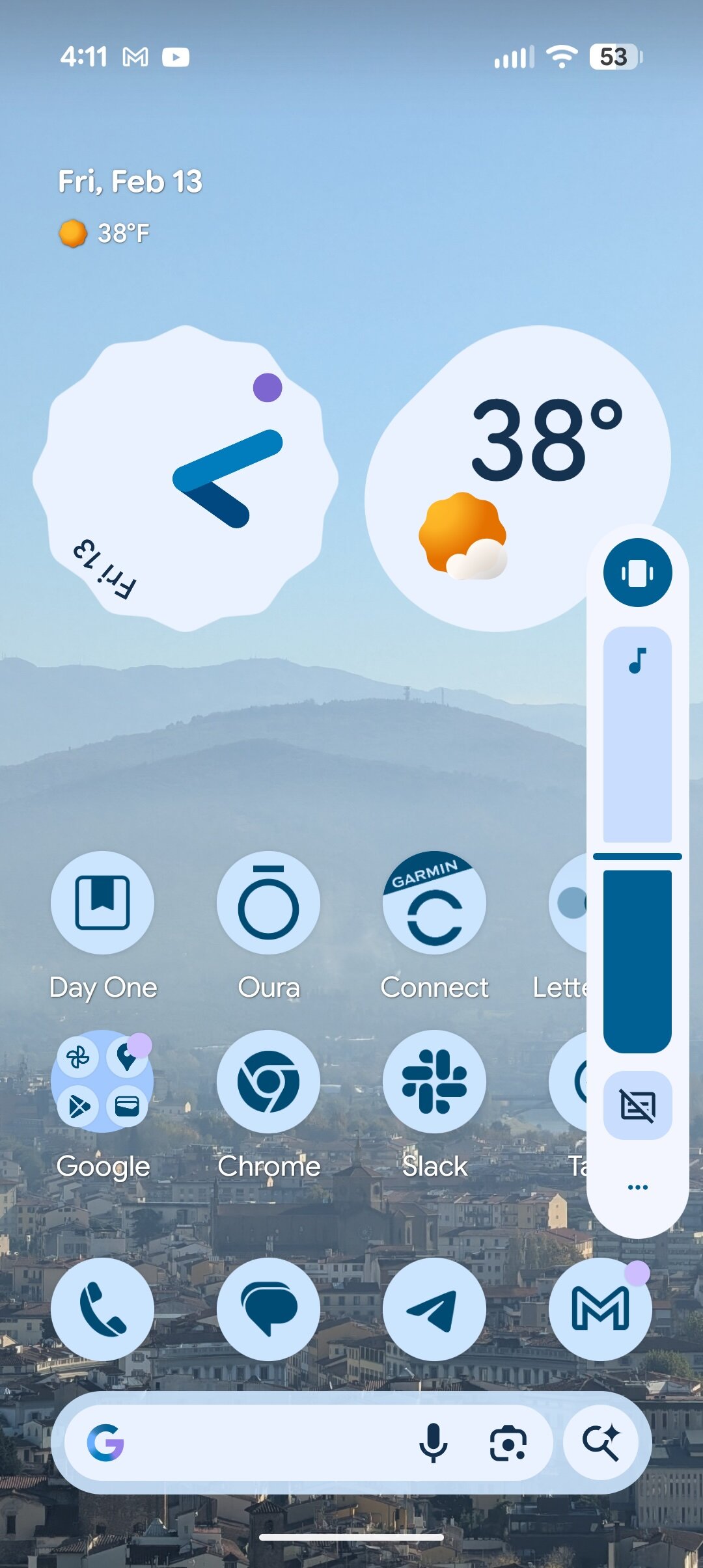 Volume slider in Android 16.