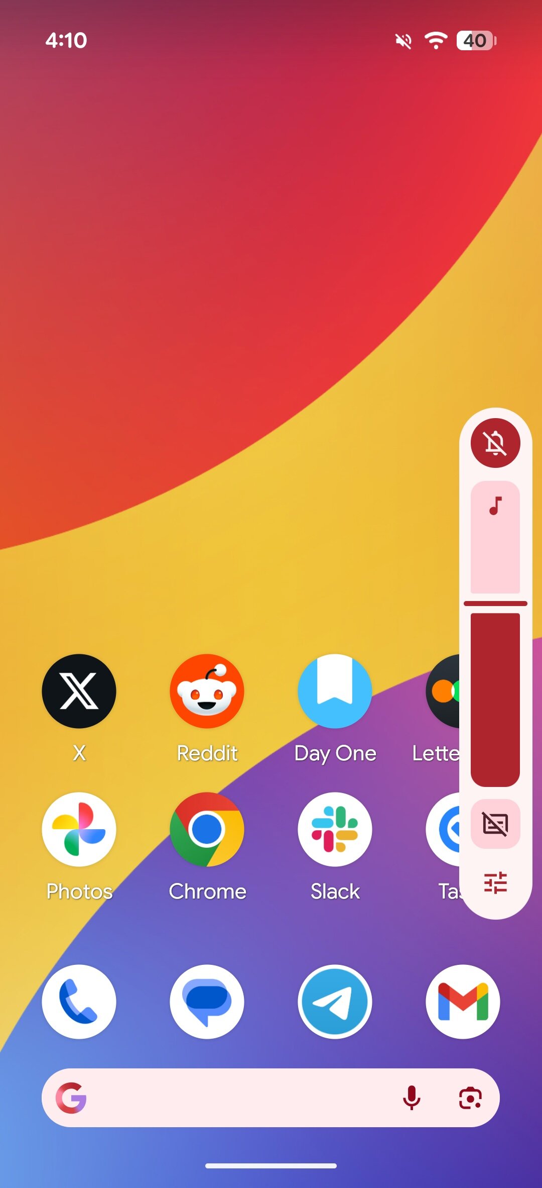 Volume slider in Android 17.