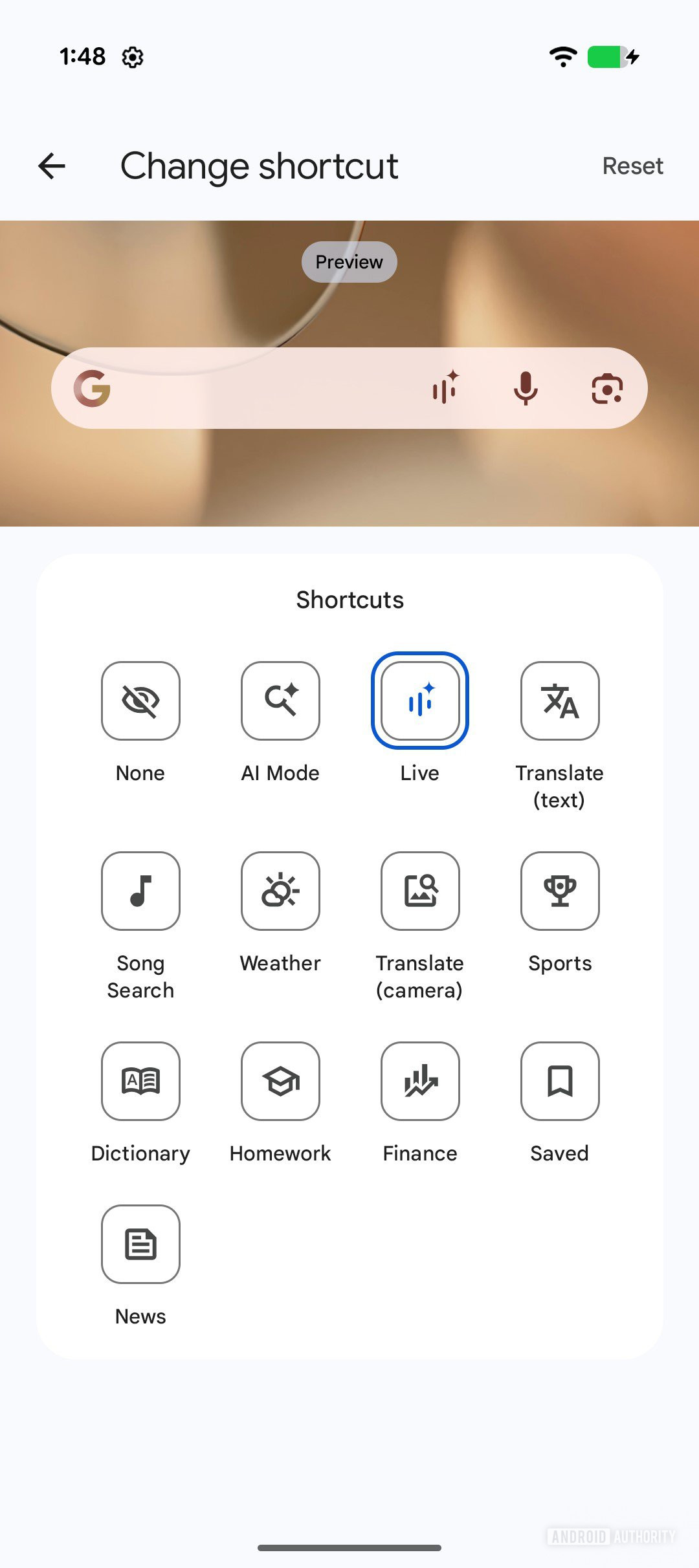 anrdoid 17 beta 1 launcher search custom 2