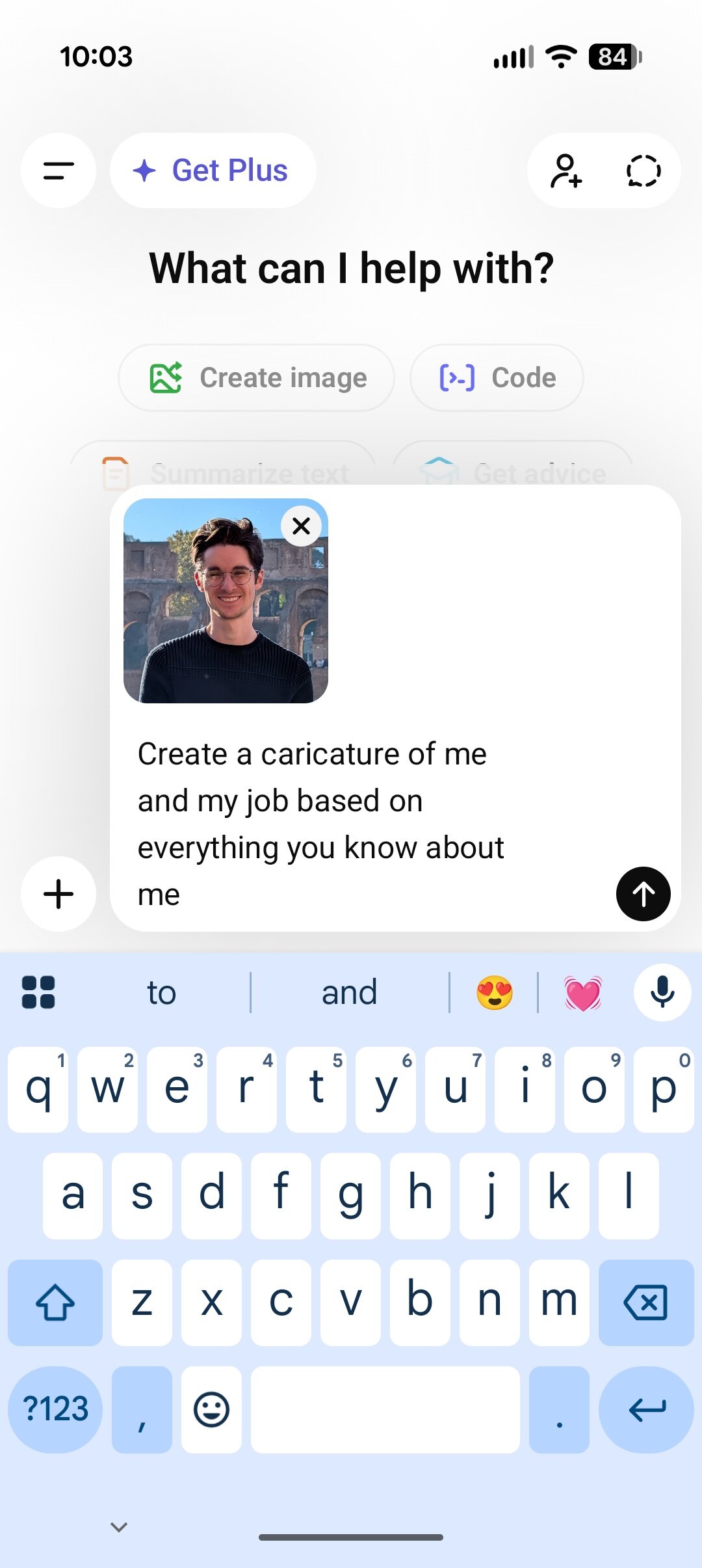 Screenshot of using ChatGPT to create an AI-generated caricature.