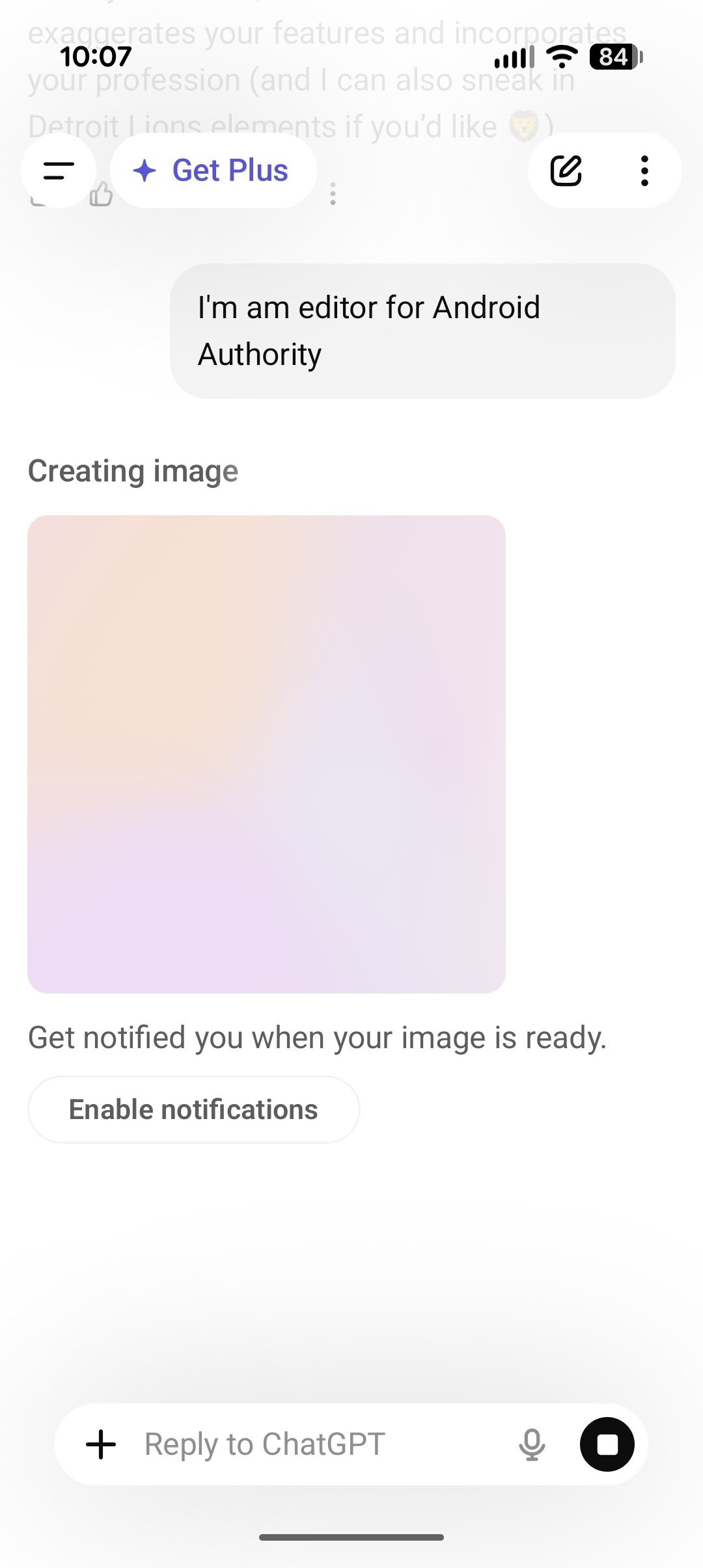 Screenshot of using ChatGPT to create an AI-generated caricature.