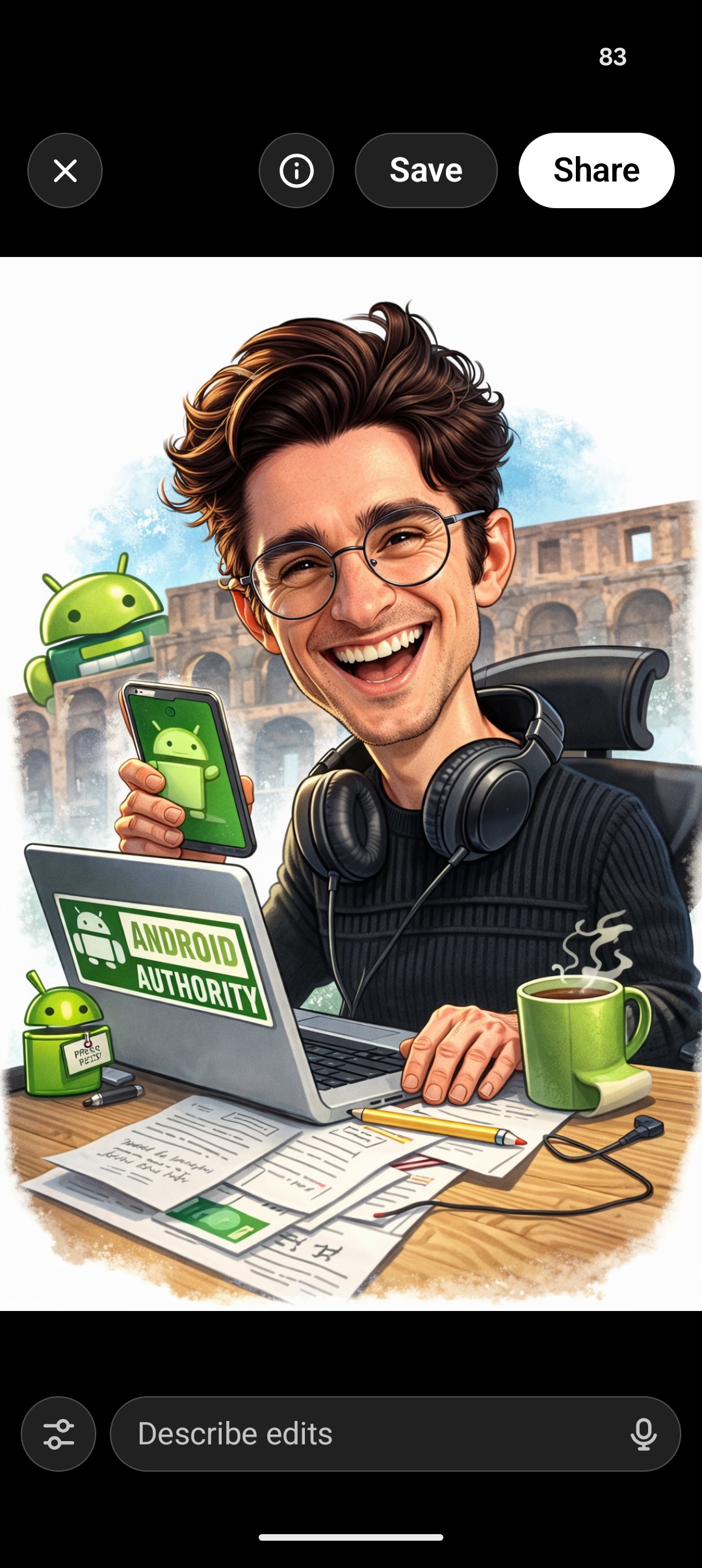 Screenshot of using ChatGPT to create an AI-generated caricature.