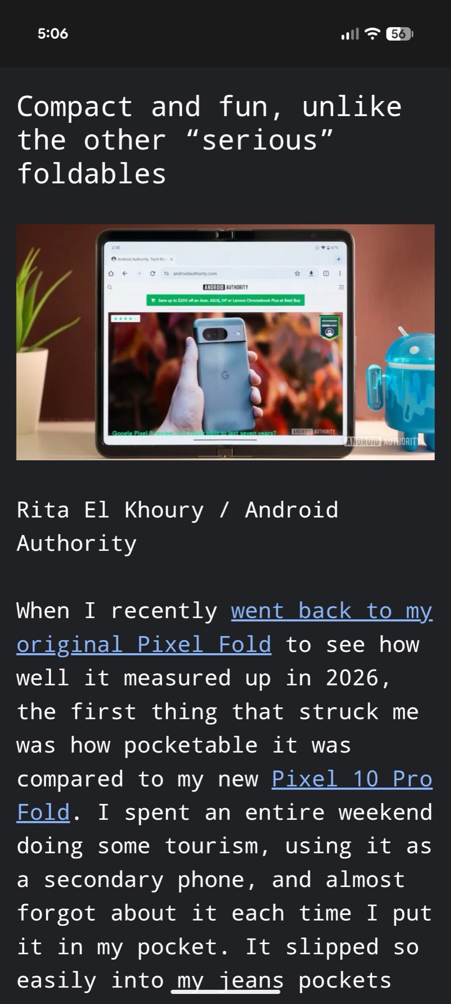 chrome android screenshot reading mode black mono font