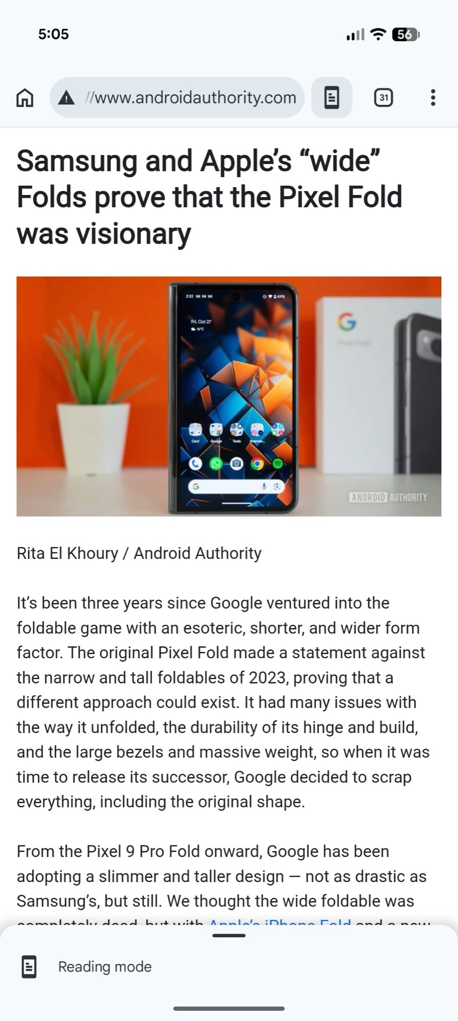 chrome android screenshot reading mode on