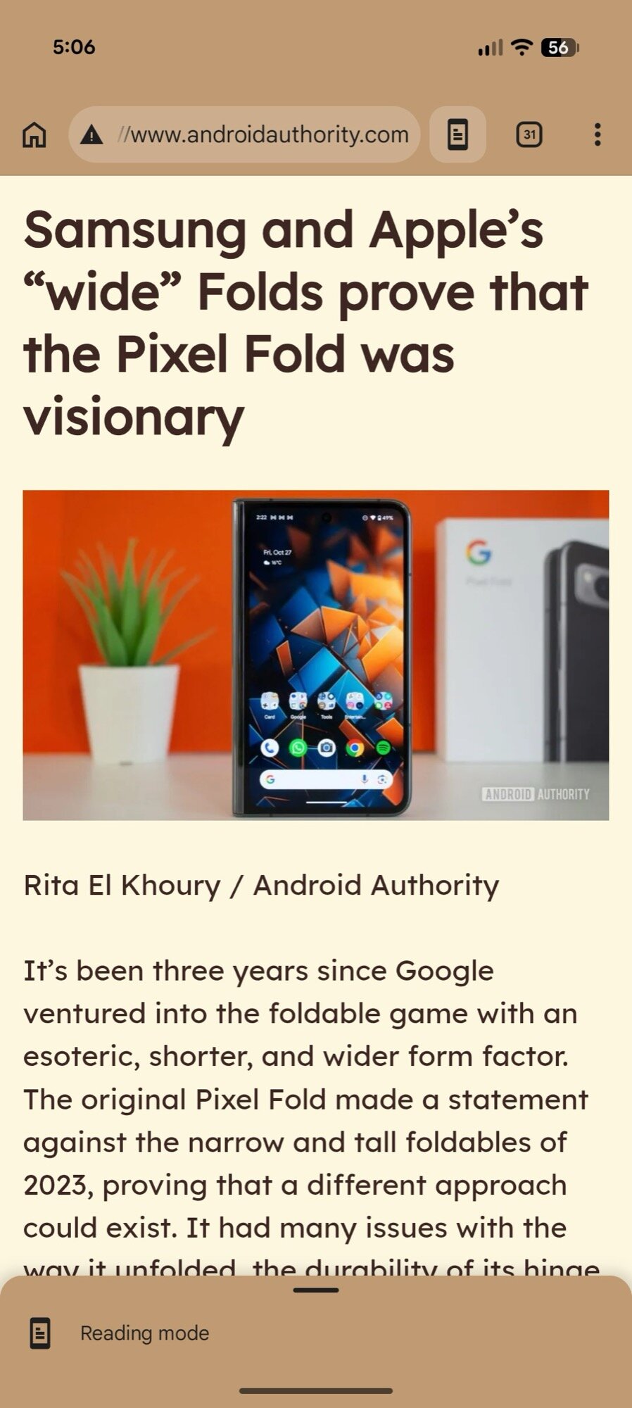 chrome android screenshot reading mode sepia lexend font